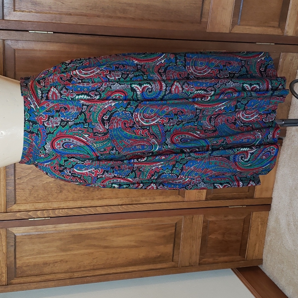 Pendleton Vintage Colorful Paisley Pleated Midi Skirt Sz 6